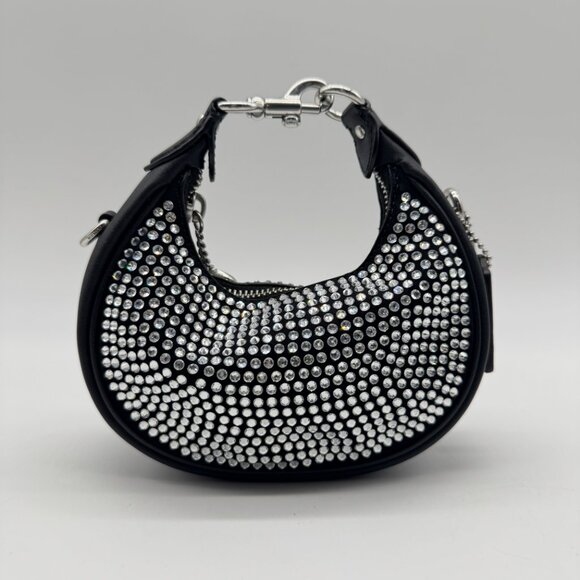 COACH Jonie crystals top handle clutch mini crossbody bag -Silver /Black - Picture 3 of 17